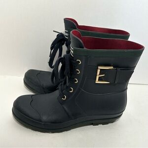 Tommy Hilfiger Women’s Rain Boots Lace Up Rubber Size 7